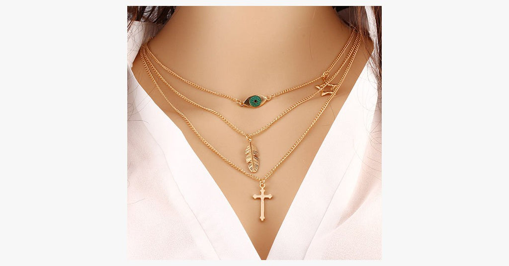Eye Leaf Cross Necklace - FREE SHIP DEALS