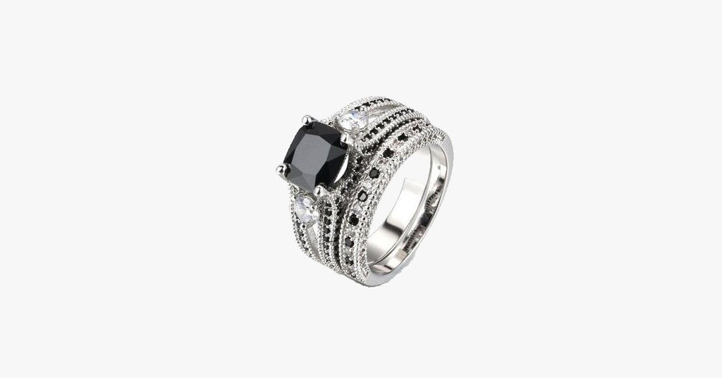 Black Agate Square Ring - FREE SHIP DEALS
