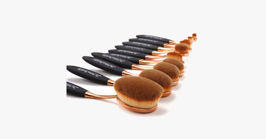 Black and Gold Oval Brush Set - FREE SHIP DEALS
