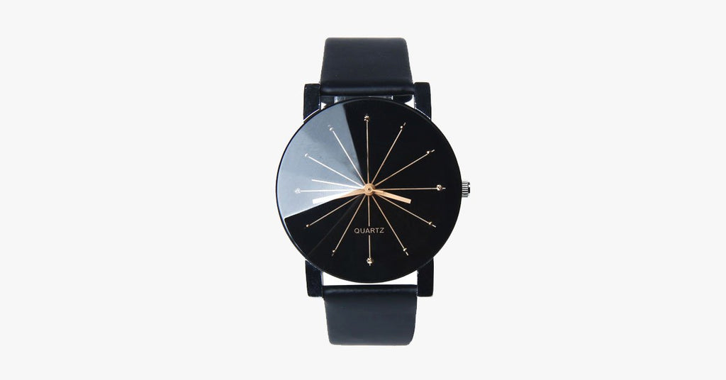 Black Leather Quartz Analog Watch - FREE SHIP DEALS