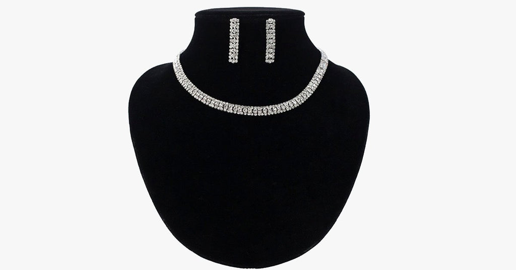 Rhinestone Crystal Necklace Set