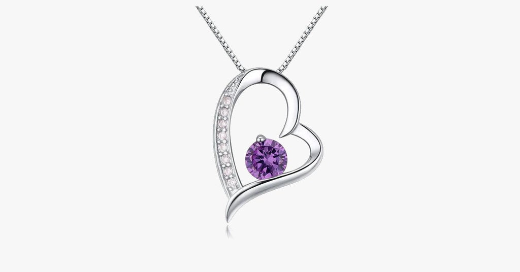 Crystal Heart Silver Pendant(Purple) - FREE SHIP DEALS