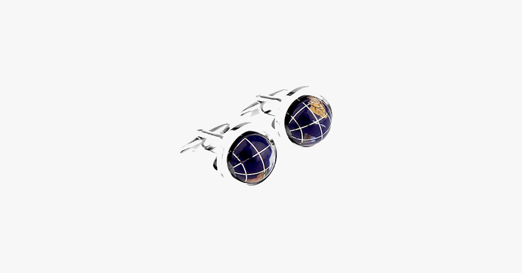 Exquisite Blue Rotating Globe Earth Shaped Cufflinks - FREE SHIP DEALS