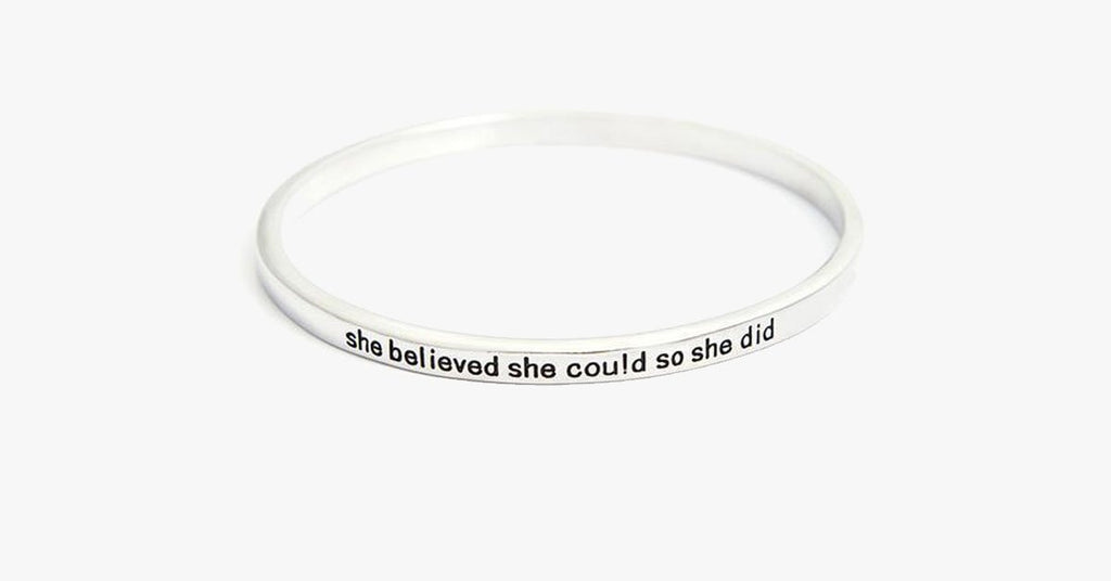 She Believed She Could So She Did Simple Bangle