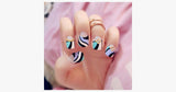 Double Striped Fake Nails - FREE SHIP DEALS