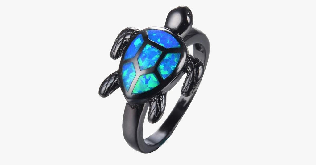 Unique Turtle Blue Ring - FREE SHIP DEALS