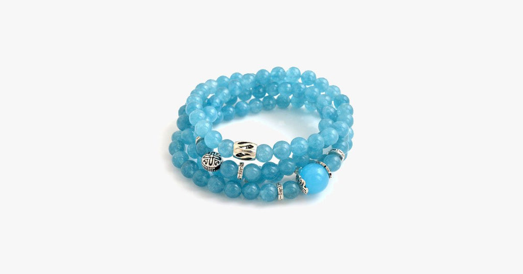 Blue Agate Beaded Aquamarine Bracelet - FREE SHIP DEALS