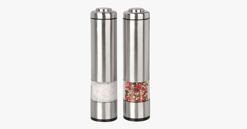 Pair of Brushed Stainless Steel Electric Grinders - Salt & Pepper - FREE SHIP DEALS