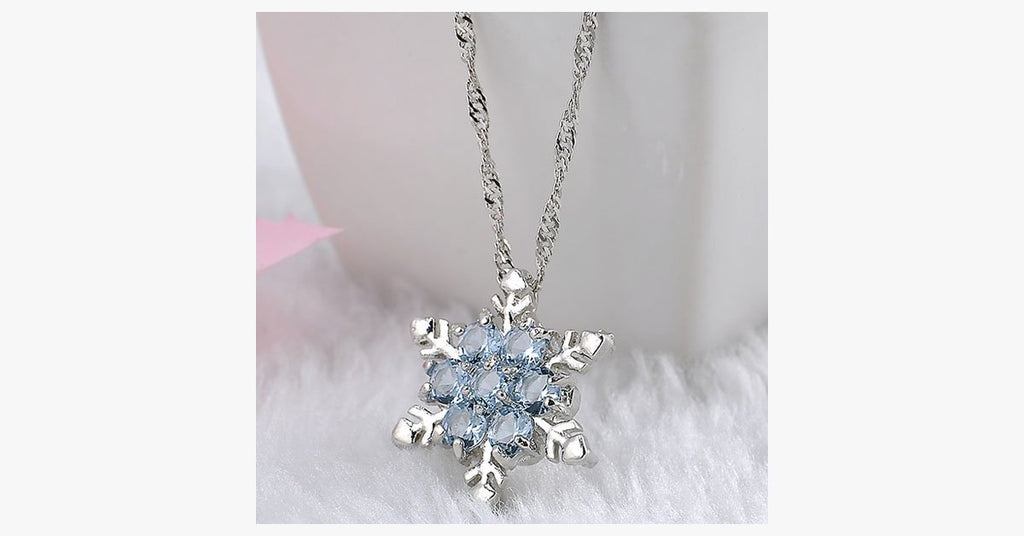 Blue Crystal Snowflake Zircon Flower Silver Necklaces & Pendant - FREE SHIP DEALS