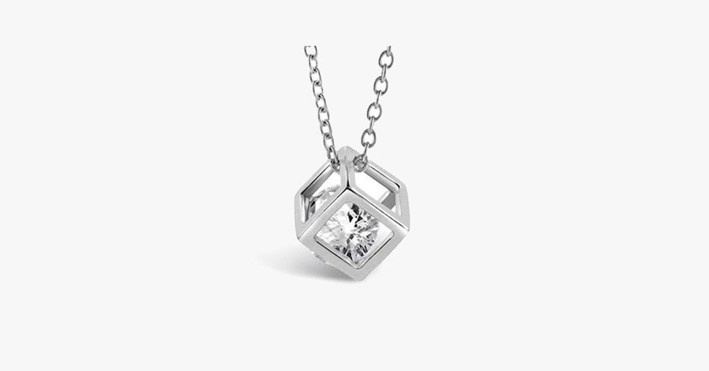 Cube Necklace - Silver - FREE SHIP DEALS