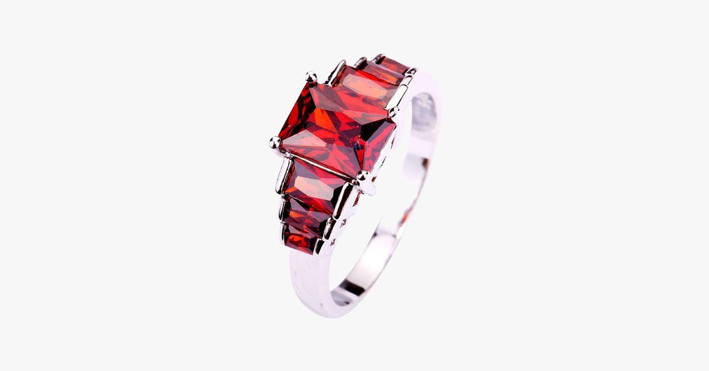 Cubic Red Garnet Ring - FREE SHIP DEALS