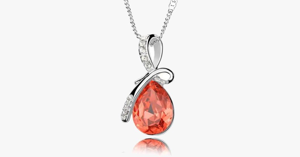 Crystal Rain Drop Pendant with Crystal Embellished Loop - FREE SHIP DEALS