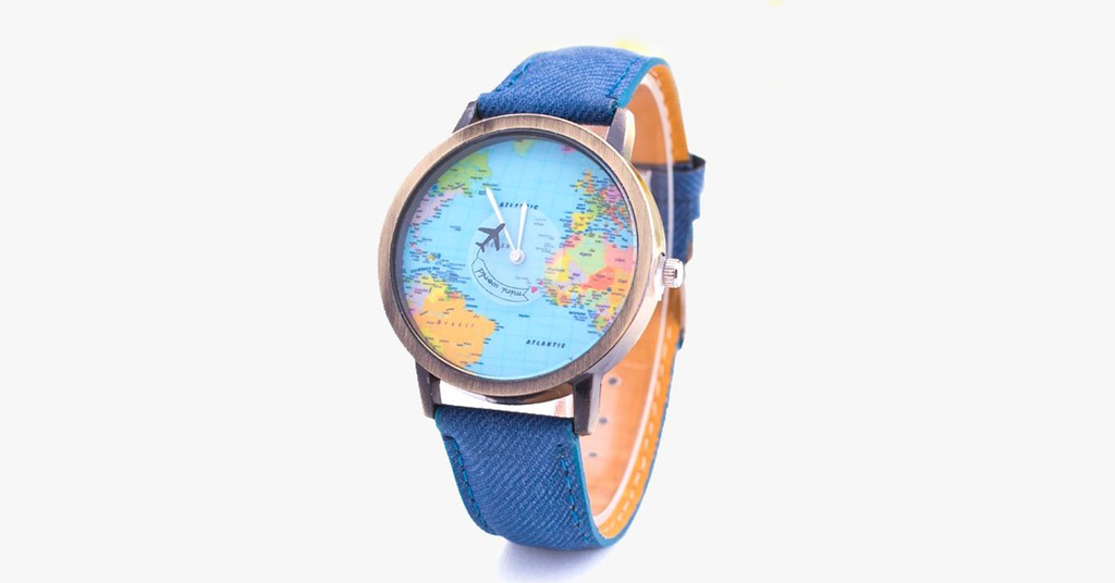 Denim World Map Watch - FREE SHIP DEALS