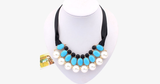 Ribbon Pearl Choker Statement Necklace