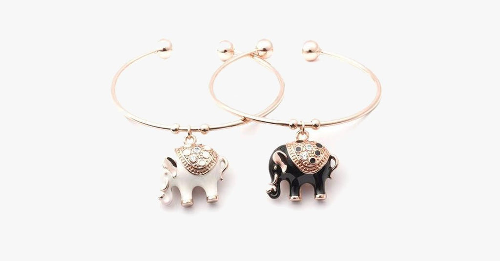 Elegant Rose Gold Elephant Charm Bangle - FREE SHIP DEALS