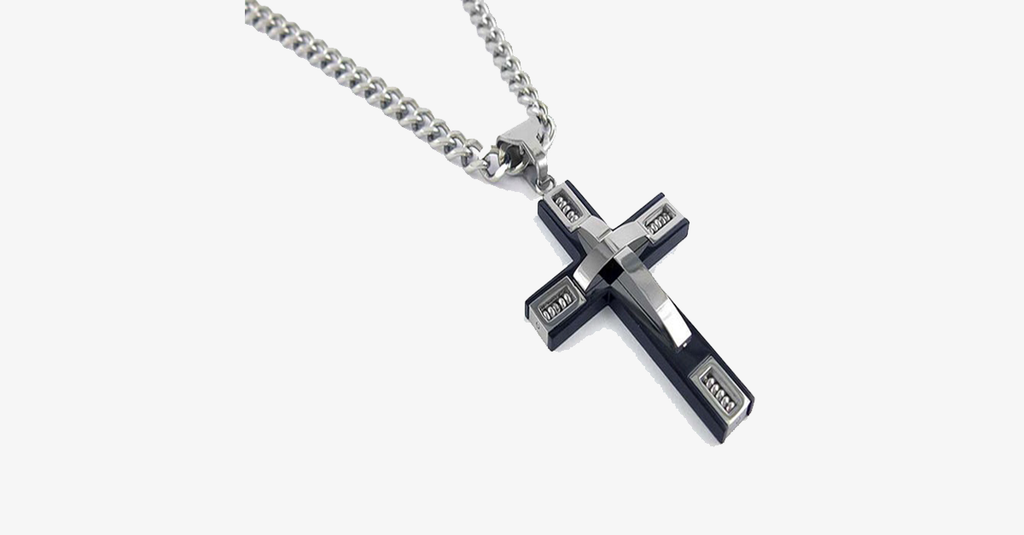Stainless Steel Beaded Cross Men's Pendant