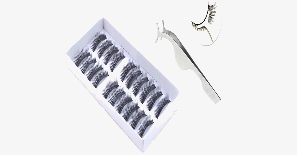 Natural False Eyelashes & Tweezer Set - FREE SHIP DEALS