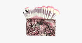 24 Piece Pink Leopard Brush Set - FREE SHIP DEALS