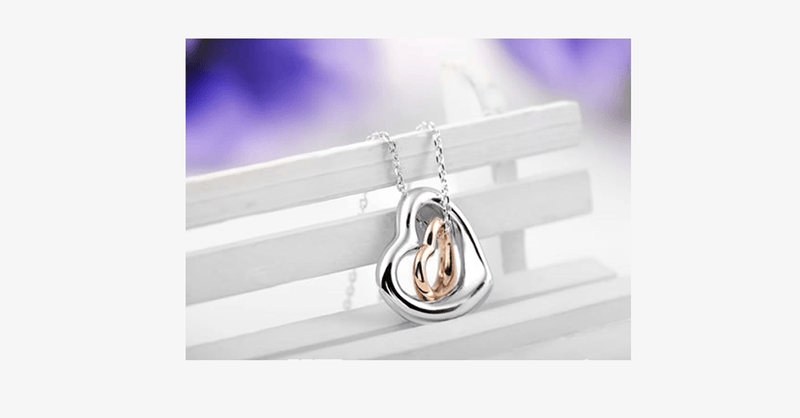 Double Heart Gold-Silver Overlay Pendant - FREE SHIP DEALS