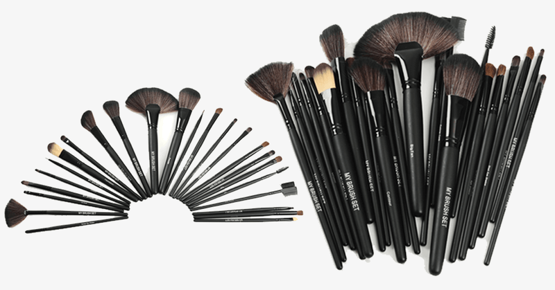 Jet Black MakeUp Brush Set with Free Case - FREE SHIP DEALS