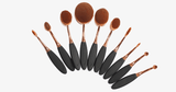10 Piece Black and Gold Oval Brush Set - FREE SHIP DEALS