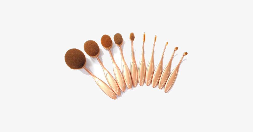 The Midas Touch' 10 Piece Oval Brush Set - FREE SHIP DEALS