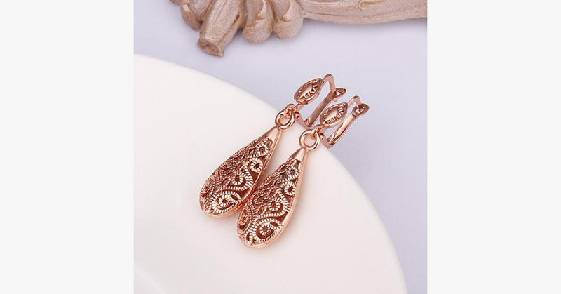 Rose Gold Plated Water Drop Earrings