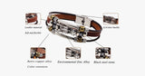Tibetan Dragon Silver Unisex Leather Bracelet