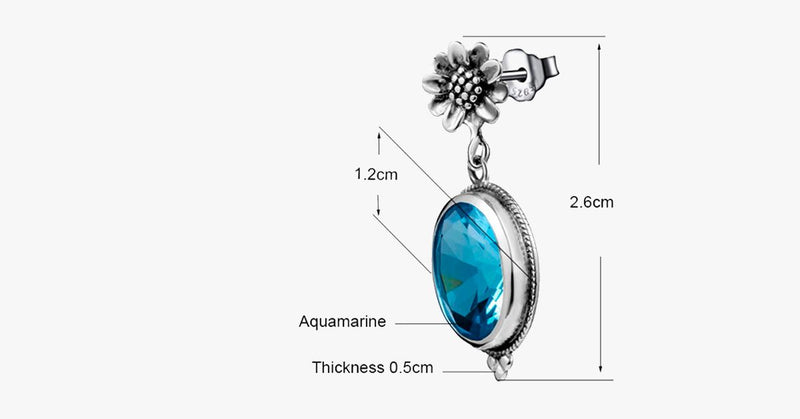 Vintage Aquamarine Flower Earring - FREE SHIP DEALS