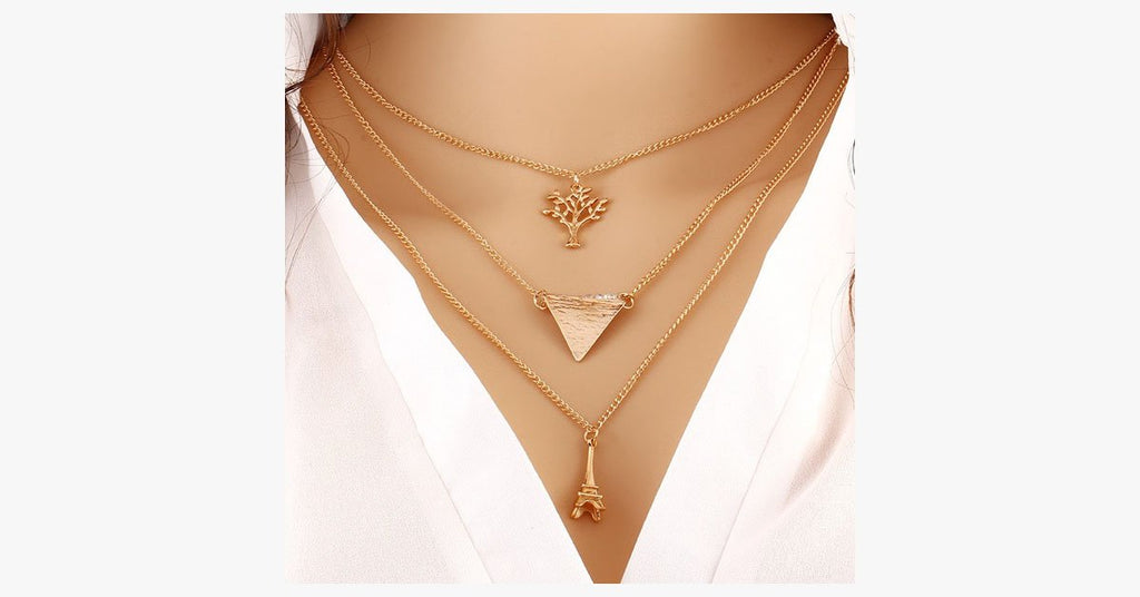 Eiffel Tower Triangle Bar Necklace - FREE SHIP DEALS