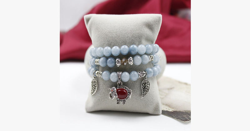 Aquamarine Multi-layer Ruby Stone Elephant Bracelet - FREE SHIP DEALS