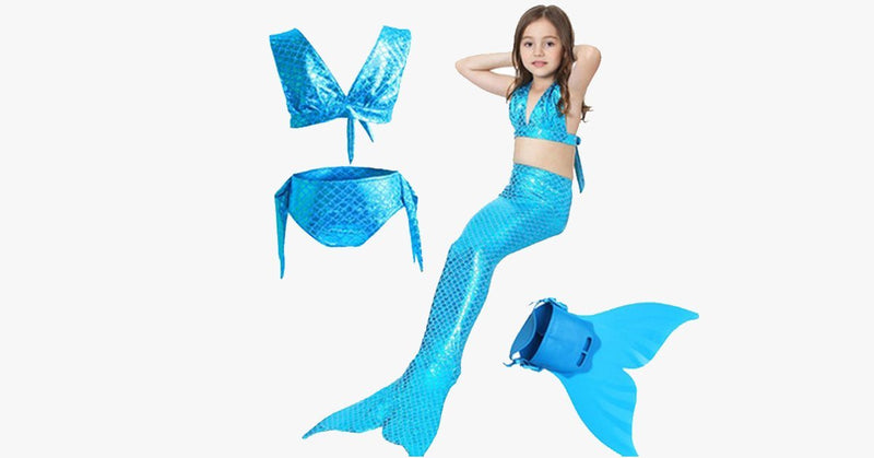 Girls' Mermaid Swimwear Set (4-Piece)