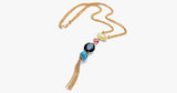 Long Multi-Colored Gem Stone Tassel Necklace - FREE SHIP DEALS