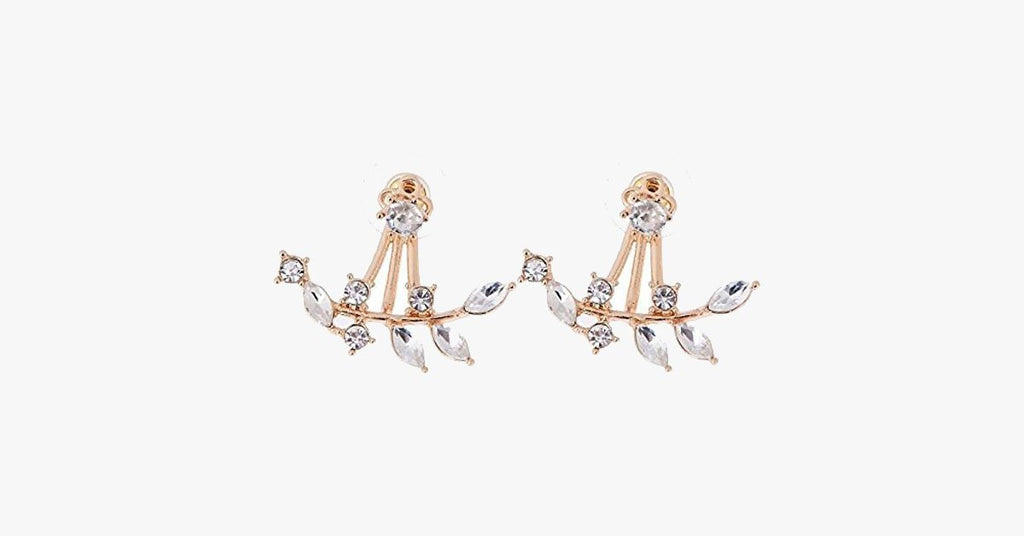 Chic Rhine-stoned Leaf Branch Earrings For Women - FREE SHIP DEALS