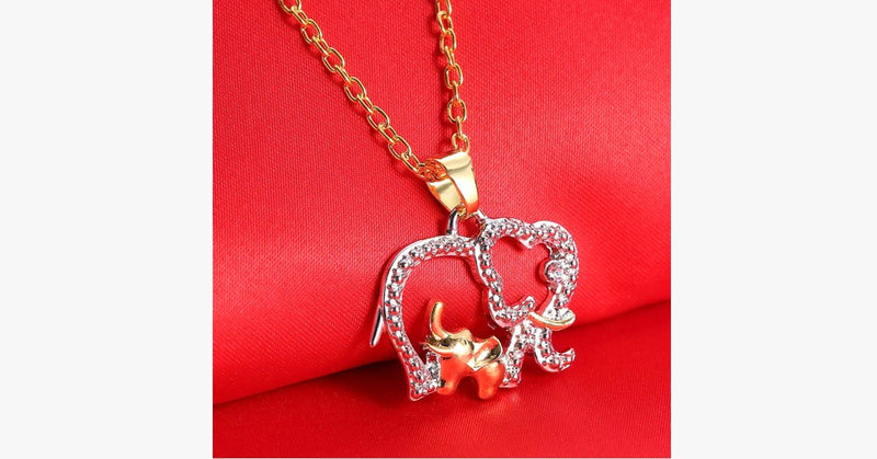 Mommy And Baby Elephant Pendant Necklace - FREE SHIP DEALS