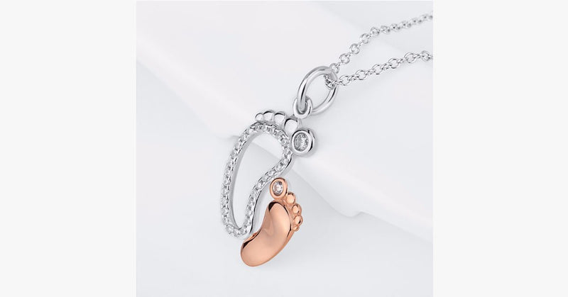 Mother-Child Feet Rose Gold Pendant - FREE SHIP DEALS