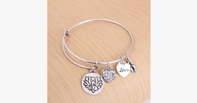 Lotus Love Charm Bangle