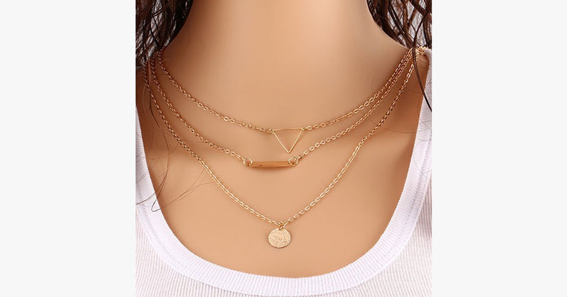 Vintage Hollow out Triangle Layer Necklace - FREE SHIP DEALS