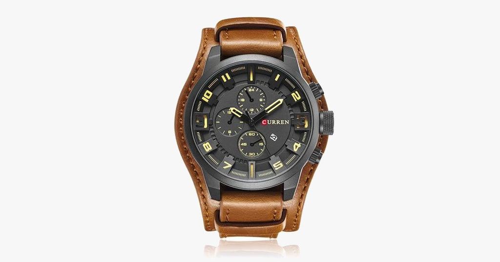 Leather Strap Desert Watch - FREE SHIP DEALS