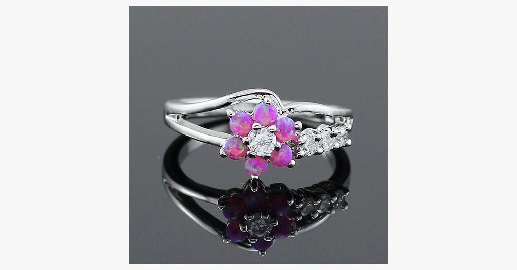 Flower Fire Opal Ring - FREE SHIP DEALS