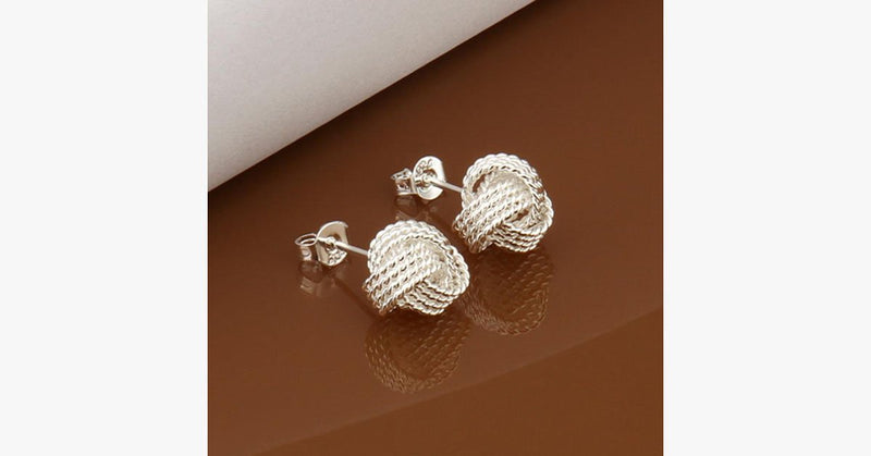 Silver Mesh Stud Earring