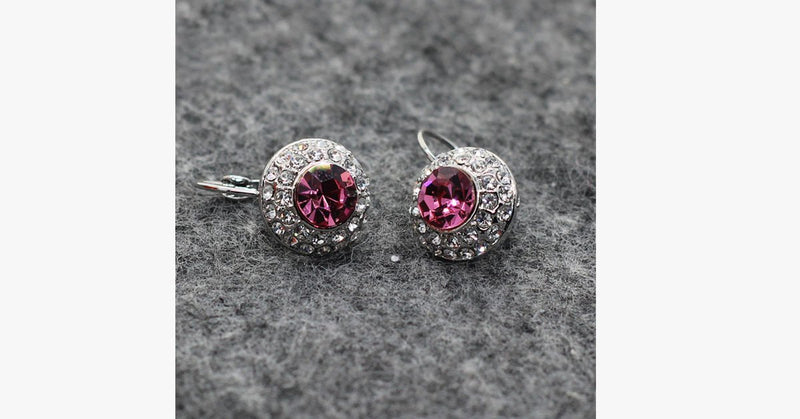 Austrian Crystal Round Dangle Drop Earrings - FREE SHIP DEALS