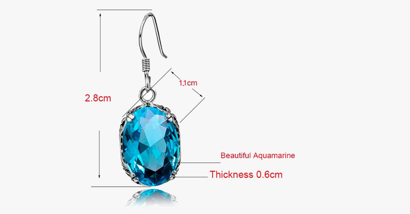 Vintage Oval Dangle Aquamarine Earrings - FREE SHIP DEALS