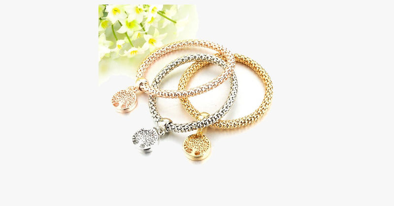 Austrian Rhinestones Tree of Life Charm Mesh Bracelet - FREE SHIP DEALS