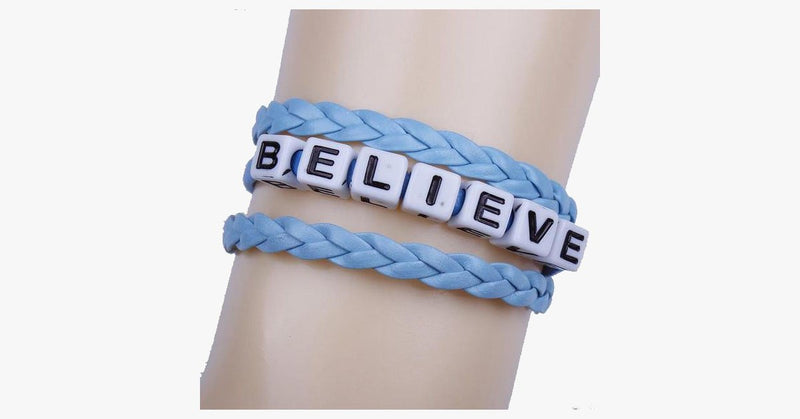 Braided Leather Believe Bracelet - FREE SHIP DEALS