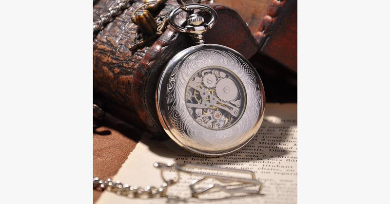 Silver Shield Full Hunter Pocket Watch - FREE SHIP DEALS