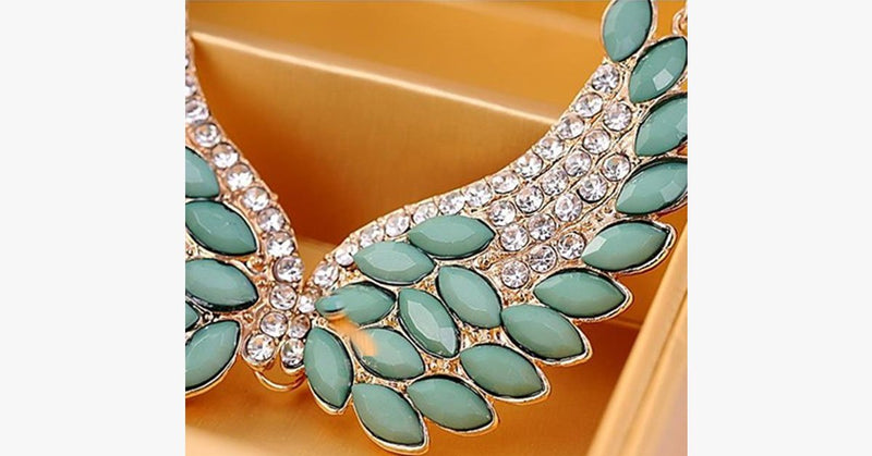 Turquoise Beads Angel Wing Statement Necklace - FREE SHIP DEALS