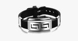 Men's Stainless Steel and Black Rubber Bracelet