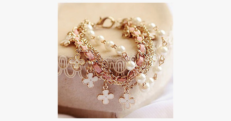 Clover Flower Pearl Bracelet - FREE SHIP DEALS