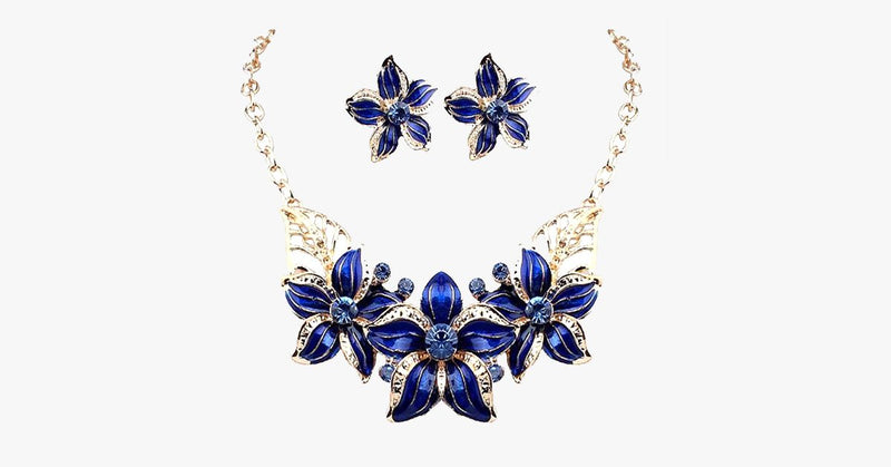 Enamel Flower Statement Necklace Set - FREE SHIP DEALS